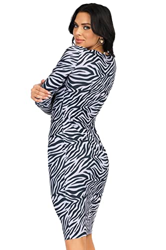 Image of ICONOFLASH Women's 3 /4 Sleeves Midi Bodycon Dress Crew Neck Fitted Dresses with Plus Size Options