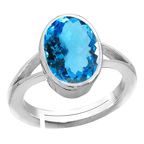 Bague topaze bleue véritable cadeau idéal pierre de naissance réglable