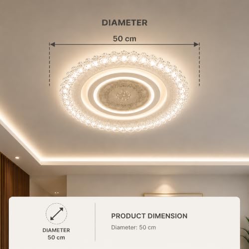 Image of FILLISKA Aluminium Luxurious 3 in 1 Led Ceiling /Wall Chandelier Light with 3 Step Colour Changing Function (Acrylic White-631-3)