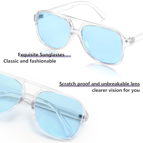 Image of FEISEDY Vintage Retro 70s Plastic Aviator Sunglasses Women Men Classic Large Squared Frame B2751