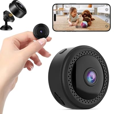 4modlr 1080P Camara Espia Cámara Mini WiFi Interior/Exterior con Vision Nocturna/Batería de Larga Duración/Campo de Visión Gran Angular de 150°/Función de Grabación para Casa/Oficina