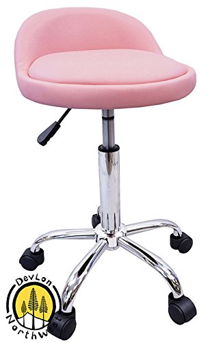 DevLon NorthWest Salon Stool with Back Rest Saddle Hydraulic Spa Stool (LIGHT PINK)