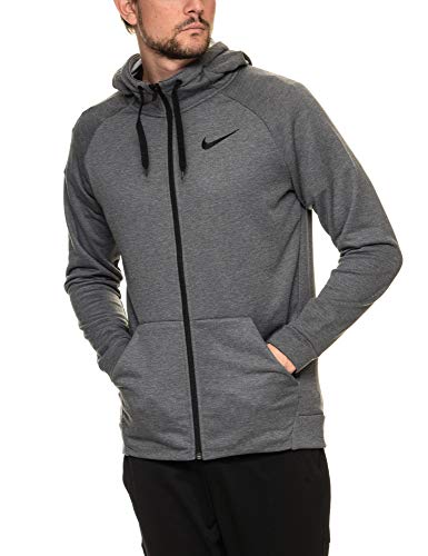 Nike Men's Performance Dry Fleece Training Zip Hoodie (X-Large, Charcoal Heather/Black)