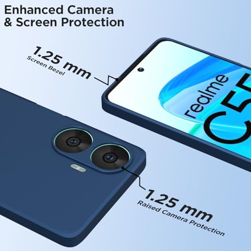 Image of Outlouders Back Cover for Realme Narzo N55 / Realme C55 | Camera Protection | Durable Soft Matte Silicone Bumper Case (Blue)