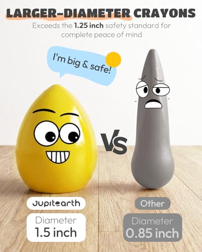 Image of JUPITEARTH Egg Crayons for Toddler 1-3, Non Toxic Jumbo Crayons, 6 Colors