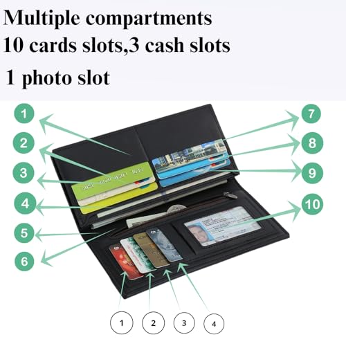 Generic Personalized Long Leather Wallet for Men - Custom Engraved Name and Initial Large Capacity, RFID Blocking, Perfect for Work, School, Travel, Ideal Gift for Him (Coffee), QB0053