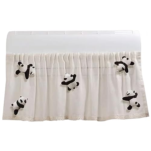 YUYAKESHI エアコン用 マジックテープ付 パンダ ぬいぐるみ リネン製 カーテン エアコン風よけ 直撃風防止 空気出口 可愛い 1.3*0.45m(カーテン・5匹のパンダ)