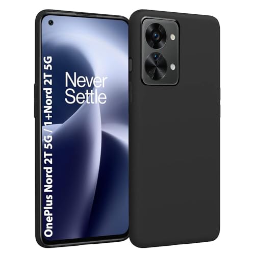 Image of LIRAMARK Liquid Silicone Soft Back Cover Case for OnePlus Nord 2T 5G / 1+Nord 2T 5G (Black)