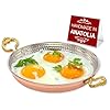 Hakan copper round chef pan traditional ottoman style handmade copper frying pan authentic design copper cookware hand crafted hammered copper sahan turkish egg omelet skillet 7  urban country home decor