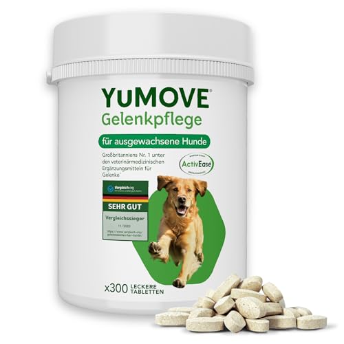 YuMOVE Gelenktabletten Hund 5–8 Jahre - 300 Tabletten - 150mg Jede Tablette Patent Angemeldet ActivEase Grünlippmuschel Hund - Testsieger für Bewegungsunterstützung mit Glucosamin und Chondroitin
