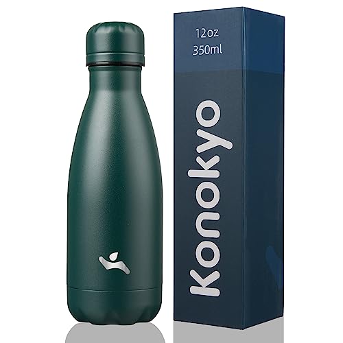 Image of Konokyo Insulated Water Bottles,12 oz Double Wall Stainless Steel Vacumm Metal Flask for Sports Travel,Army Green