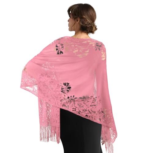 Xaile mulher festa, lenços, capa de convidado casamento, furos, estolas, Foulard verão, xailes de flamenca, xaile manila, ROSA
