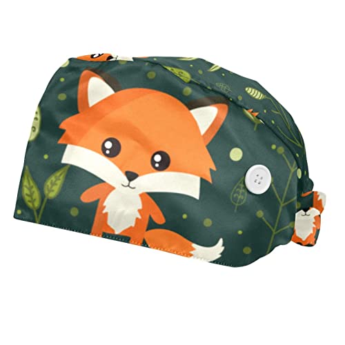 Casquettes de travail ajustables et chapeaux bouffants anti-transpiration à motif renard