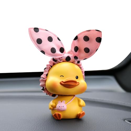Streysisl Figura de pato para salpicadero, decoración de cachorro de pato con cabeza temblorosa, adorno para el interior del automóvil, juguetes de muñeca de cabeza de pato para decoración de coche