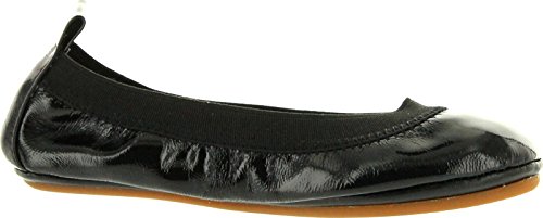 Yosi Samra Girls Foldable Ballet Flats Shoes,Black Patent,102