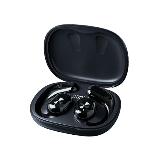 Open Ear Headphones, Bluetooth Headphones 5.3 Sports with Smart Digital Display, 30H Playtime, IP4 Waterproof, Wireless Earbuds Lightweight Design Fit Cycling, Running, Workout (Black)