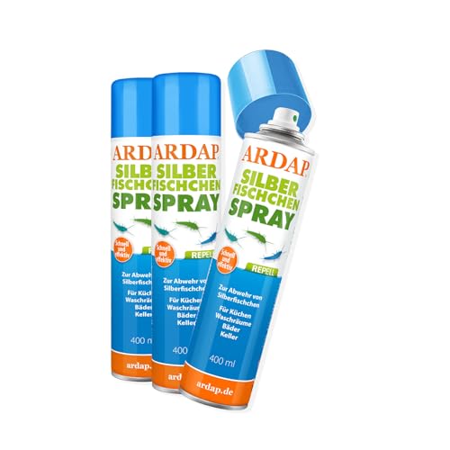 ARDAP Repell Silberfischspray 3 x 400ml - Mittel gegen Silberfische - Silberfischchen - Spray gegen Silberfische - Wirkt schnell & effektiv (PT19)