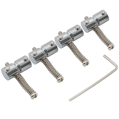 Musiclily Pro 19mm Steel Bass Bridge Saddles for 4-String Precision Jazz Bass, Chrome (Set of 4) - Image 3