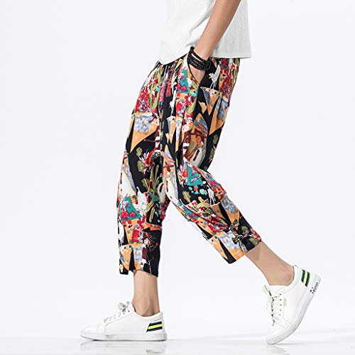 FRAUIT Plus Size Oversize Pantaloni Uomo Lino Slim...