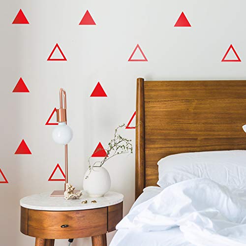 Set Of 30 Vinyl Wall Art Decals - Triangle Patterns - 3" X 4" Each - Modern Geometric Shapes Decor For Home Apartment Workplace Living Room Bedroom Office Apartment Stickers (3" X 4" Each, Red) #TOP3