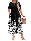 IN'VOLAND Womens Plus Size Maxi Dresses Summer Casual Short Sleeve