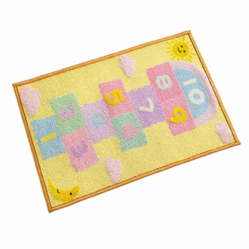 Image of Matz&More Hopscotch Floor Mat | 40x60 CM in | Yellow | Nylon Tufted Gel Baking Anti-Slip | Doormat for Home Entrance, Kitchen & Bedroom