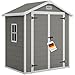 STEELSØN Novara Gerätehaus – Gartenschuppen mit Satteldach & Fenster – Gartenhaus 210x134x182 cm (HxTxB) – Geräteschuppen aus Kunststoff in Grau – Gartenhütte wetterfest & rostfrei – Schuppen