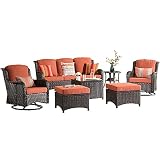 XIZZI Patio Furniture Set Outdoor Furniture All Weather Wicker 7 Pieces Conversation Set with Swivel
