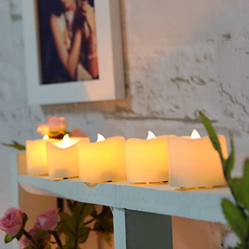 Led Flickering Flameless Votive Tea Lights Candles With Remote Control Battery Operated Set Of 12 / Electric Outdoor Tealights Timer Candle For Christmas,Xmas Decorations (Batteries Included) 200Hours #TOP6
