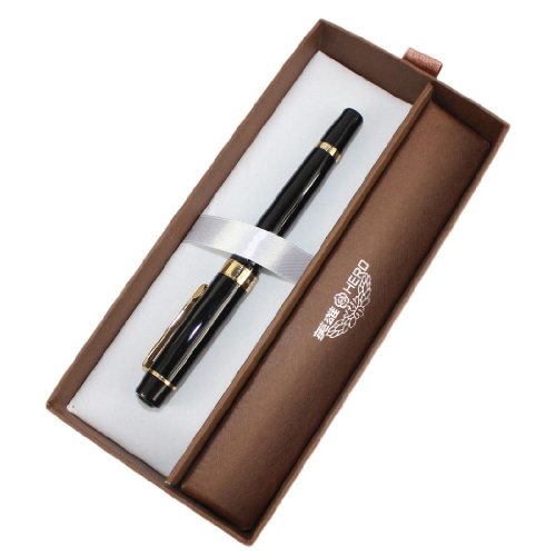 Gullor Executive Calligraphy Black Fountain Pen Hero M Art Nib #TOP4
