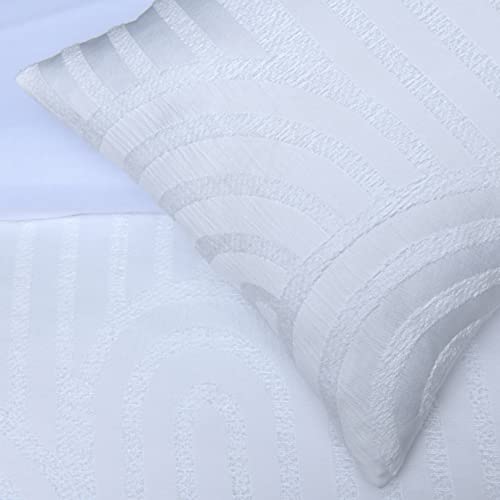 Housse de couette texturée géométrique Sleepdown parure blanche de qualité