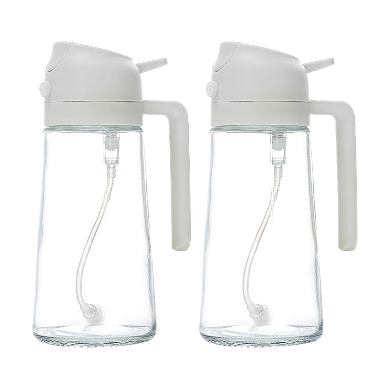 BELLICCIO Set di 2 Dosatore per Olio e Spray Anti-Goccia – 550ml, per Cucina e Ricette Gourmet, Perfetto per Friggitrice ad Aria, Facile da Usare e Pulire