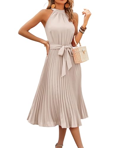 KIRUNDO Women's Summer Sleeveless Halter Midi Dress