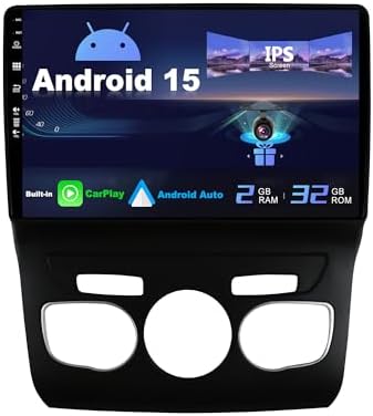 SXAUTO Android 15 IPS Car Stereo Radio for Citroen C4 C4L DS4 (2013-2017) - Built-in Carplay/Android Auto - Rear Camera - 2G+64G - Steering Wheel Control Dual Band WiFi DAB Fast-Boot - 2 DIN 10.1 Inch