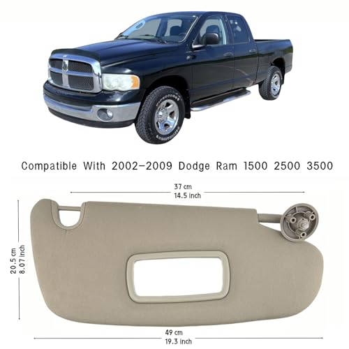 Sun Visor Replacement Pair Compatible with 2002-2009 Dodge Ram 1500 2500 3500 - Driver & Passenger Side Beige Color - Replaces# 1CT18TL2AA - Non-Illuminated Sunvisors with Screws by GlymXia - Image 2