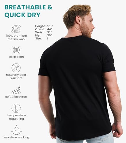 Merino Wool T-Shirt Mens - Merino Wool Undershirt Thermal Shirt for Men and Hiking Socks2