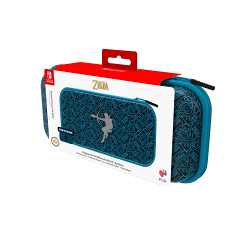 Image of PDP Gaming Officially Licensed Nintendo Switch Slim Deluxe Travel Case - Switch OLED Protective Carrying Case and 14 game holder - Hardshell Protection - Protective Vegan Leather - (Sheikah Shoot)