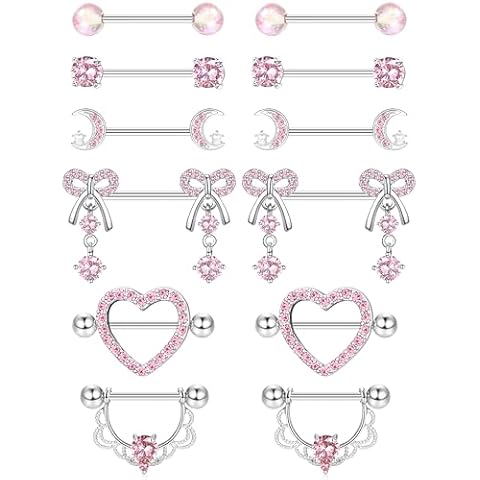 CASSIECA 6Pairs Surgical Steel Nipple Jewellery Cover