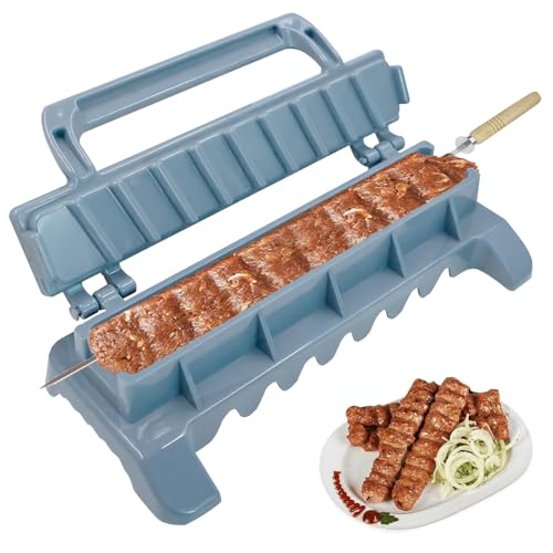 Kebab Maker Kebabspieße Presse, Tragbarer Kebab-Maker Manueller Kebab-Grillspieße, Kabob Spieße Barbecue Maschine Maker Form Einfach zu Bedienen Kebabs Wesentliche Grillen Werkzeug Kunststoff