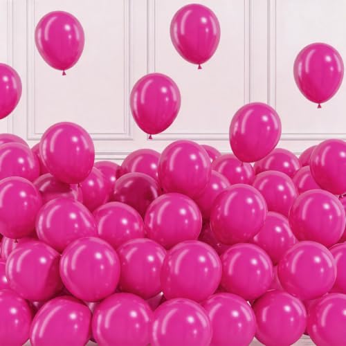 Image of Togvu Hot Pink Balloons, 50Pack 5 Inch Small Mini Bright Pink Magenta Latex Party Balloons for Tropical Aloha Luau Summer Birthday Bridal Shower Bachelorette Wedding Valentine's Day Party Decorations