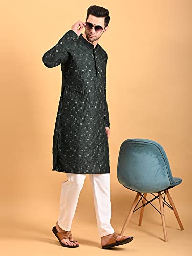 Image of Uri and MacKenzie Embroidery Silk Men's Kurta Pyjama Set