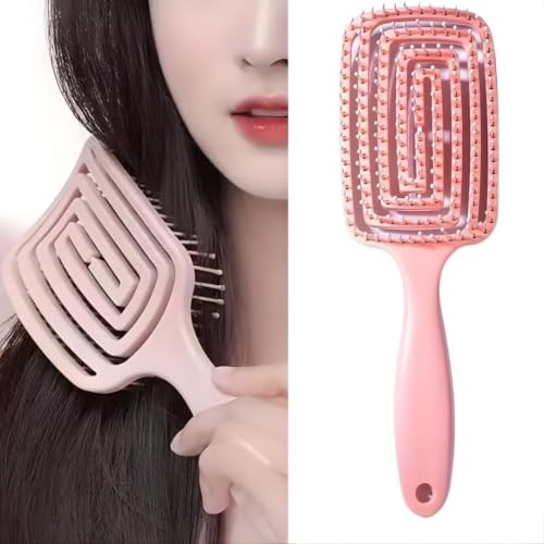 Image of 3D Detangling Hair Brush for Women & Men, Flexible Vented Hair Comb for Curly, Wavy & Straight Hair, Wet & Dry Styling Brush, Scalp Massage & Tangle Grooming Brush, Pink