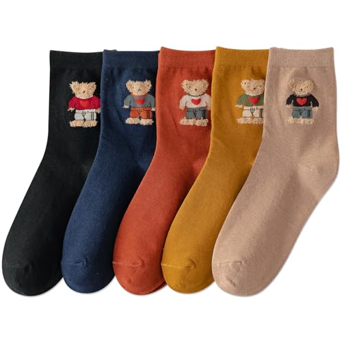 Image of IIG 5 Pairs Womens Novelty Cute Crew Socks Colorful Funny Ankle Socks Gifts for Womens Socks