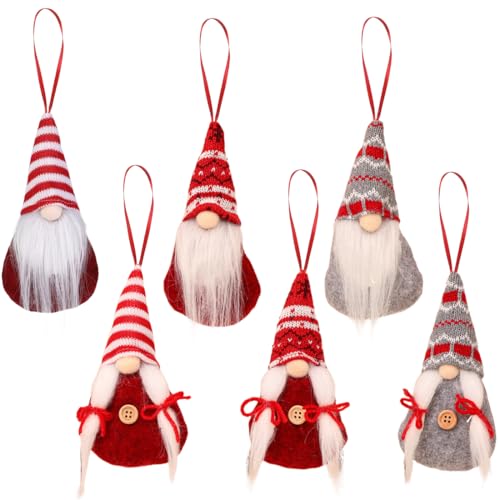 GGUFAY Gnomo Navidad Decoración, 6 Piezas de Papá Noel, Figuras de Papá Noel Gnom, Figuras de Navidad, PequeñAs Enanas, Hechas a Mano, para Árbol de Navidad, el Hogar, Cocina Decoración