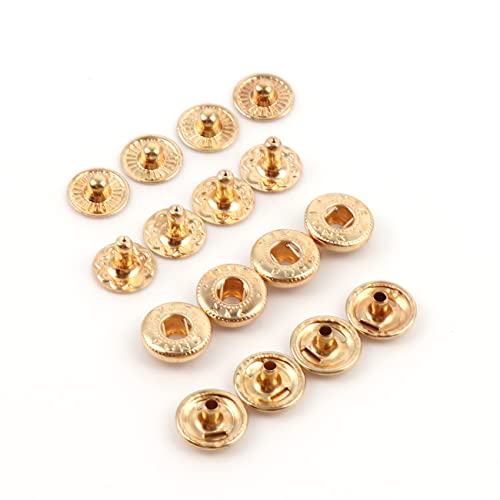 Pecmer 50 Sets Snap Fasteners Kit 10Mm Metal Snap Buttons Kit Leather Fasteners For Craft Sewing Clothes Leather Bracelets Belt Jackets Bags -200 Pcs Pale Gold #TOP7