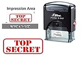 Sello de goma autoentintado con texto «TOP SECRET».