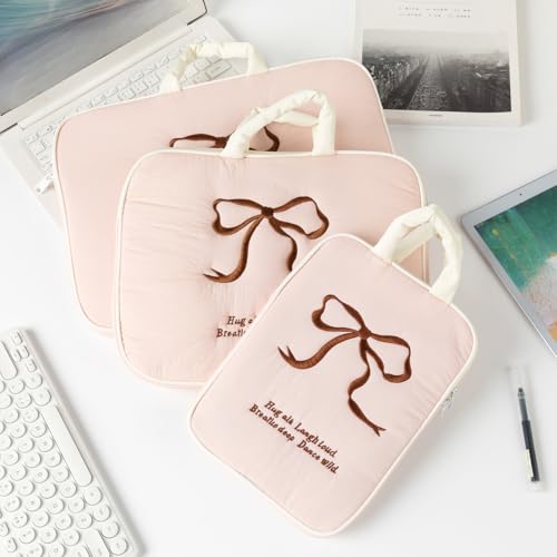 Funda para laptop rosa con lazo bordado 13 pulgadas miniatura 3