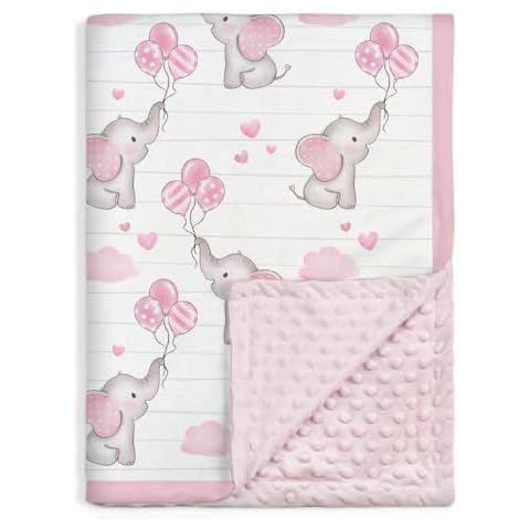 SANDJEST Elephant Kid Blanket for Girl - 30 x 40 Minky Throw Blankets for Girls - Gift for Kids on Birthday Cover