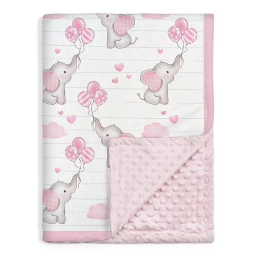 Image of SANDJEST Elephant Kid Blanket for Girl - 30 x 40 Minky Throw Blankets for Girls - Gift for Kids on Birthday