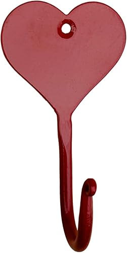 Living Ideas Gancho de pared forjado a mano con forma de corazón para toalla de cocina, hierro forjado hecho a mano, gancho montado en la pared para